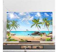Hixingo Copertura Antipolvere per TV, Motivo Vista Mare 3D Copri Televisore 32-80inch Copertura Televisore Cover TV Elastica Copri TV Protezione TV Universale (37-39inch,Palma)