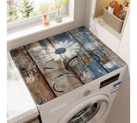Hixingo Copri Lavatrice per Interno, Moda Stampata in 3D Tappetino Lavatrice, Sopra Universale Tappetino Antiscivolo, per Frigorifero, Cucina, Asciugatrici, Bagni (Legno vintage,50x50cm)