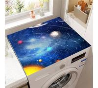 Hixingo Copri Lavatrice per Interno, Universale Tappetino Lavatrice, Sopra Universale Tappetino Antiscivolo, per Frigorifero, Cucina, Asciugatrici, Bagni, Stampa Cosmica (Stelle e pianeti,50 * 50cm)