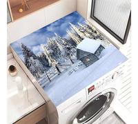 Hixingo Copri Lavatrice per Interno, Universale Tappetino Lavatrice, Sopra Universale Tappetino Antiscivolo, per Frigorifero, Cucina, Asciugatrici, Bagni, Inverno 3D (Casa e inverno,30x40cm)