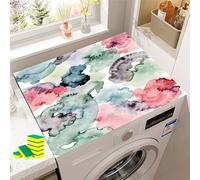 Hixingo Copri Lavatrice per Interno, Universale Tappetino Lavatrice, Sopra Universale Tappetino Antiscivolo,per Frigorifero,Cucina,Asciugatrici,Bagni,3D Pittura a Inchiostro (Foglie verdi,30x40cm)