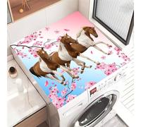 Hixingo Copri Lavatrice per Interno, Universale Tappetino Lavatrice, Sopra Universale Tappetino Antiscivolo, per Frigorifero, Cucina, Asciugatrici, Bagni, 3D Cavallo (Buona fortuna in amore,50x50cm)