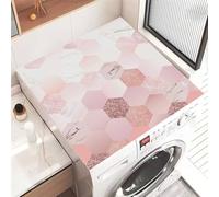 Hixingo Copri Lavatrice per Interno, Universale Tappetino Lavatrice, Sopra Universale Tappetino Antiscivolo, per Frigorifero, Cucina, Asciugatrici, Bagni, Stampa Su Marmo (Rosa classico,60 * 60cm)