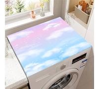 Hixingo Copri Lavatrice per Interno, Universale Tappetino Lavatrice, Sopra Universale Tappetino Antiscivolo, per Frigorifero, Cucina, Asciugatrici, Bagni, 3D Nuvole (cielo rosa,50x50cm)