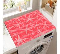 Hixingo Copri Lavatrice per Interno, Universale Tappetino Lavatrice, Sopra Universale Tappetino Antiscivolo, per Frigorifero, Cucina, Asciugatrici, Bagni (Stelle marine rosse,50x50cm)