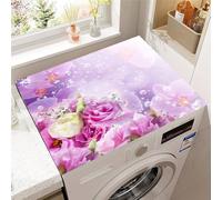 Hixingo Copri Lavatrice per Interno, Universale Tappetino Lavatrice, Sopra Universale Tappetino Antiscivolo, per Frigorifero, Cucina, Asciugatrici, Bagni, 3D Fiori (fata delle rose,50x60cm)