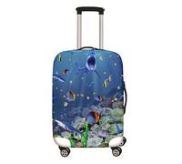 Hixingo Copri Valigia Coperture per Valigie Coprivaligie Da Viaggio, Valigia Protettore Spandex Trolley Custodia Protettiva Bagaglio Copertura -Balena Stampa (Mondo Oceano,S (18-20 Pollici))