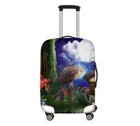 Hixingo Copri Valigia Grande Coperture per Valigie Coprivaligie Da Viaggio, Valigia Protettore Spandex Trolley Custodia Protettiva Bagaglio Copertura -Fungo 3D (Luna Bianca,L (26-28 Pollici))