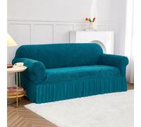 Hixingo Copridivano 1/2/3/4 Posti, Copri Divano Stile Artistico con Gonna, Copridivani Elasticizzato Universale, Telo Divano, Sofa Cover, Copridivani Spesso Tutto Compreso (Verde 03,1 posto)