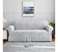Hixingo Copridivano 1/2/3/4 Posti, Copri Divano Stile Artistico con Gonna, Copridivani Elasticizzato Universale, Telo Divano, Sofa Cover, Copridivani Spesso Tutto Compreso (Argento 01,1 posto)