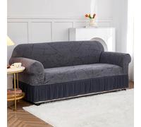 Hixingo Copridivano 1/2/3/4 Posti, Copri Divano Stile Artistico con Gonna, Copridivani Elasticizzato Universale, Telo Divano, Sofa Cover, Copridivani Spesso Tutto Compreso (Grigio 02,3 posti)