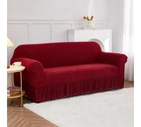 Hixingo Copridivano 1/2/3/4 Posti, Copri Divano Stile Artistico con Gonna, Copridivani Elasticizzato Universale, Telo Divano, Sofa Cover, Copridivani Spesso Tutto Compreso (Rosso Fortuna,1 posto)