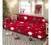 Hixingo Copridivano 1 2 3 4 Posti, Telo Copridivano Elasticizzato, Copri Divano Antiscivolo, Copridivani Tutto Compreso, Sofa Cover Stampa di Babbo Natale e Alce (Babbo Natale,2 Posti)