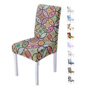 Hixingo Coprisedia con Schienale 1 2 4 6 Pezzi,Lavabile Coprisedie,Copri Sedia da Cucina,Marmo Coprisedie Elasticizzato Adatto per Hotel,Feste Caffetteria (2 Pezzi,Caleidoscopio)