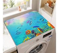 Hixingo Cubre Lavadora Parte Superior, Funda Secadora Carga Superior, Protector Decorativo Cubre Antideslizante para Lavadoras,Secadoras,Cocinas,Autocaravanas,Baños (Pez rayado,30x40cm)