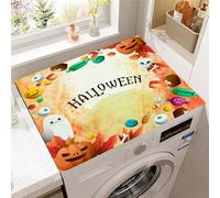 Hixingo Cubre Lavadora Parte Superior, Funda Secadora Carga Superior, Protector Decorativo Cubre Antideslizante para Lavadoras,Secadoras,Cocinas,Autocaravanas,Baños (Calabaza marrón,50x50cm)