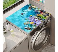 Hixingo Cubre Lavadora Parte Superior, Funda Secadora Carga Superior, Protector Decorativo Cubre Antideslizante para Lavadoras,Secadoras,Cocinas,Autocaravanas,Baños (Coral marino,50x50cm)