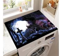 Hixingo Cubre Lavadora Parte Superior, Funda Secadora Carga Superior, Protector Decorativo Cubre Antideslizante para Lavadoras,Secadoras,Cocinas,Autocaravanas,Baños (Noche negra,50x60cm)