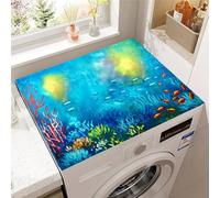 Hixingo Cubre Lavadora Parte Superior, Funda Secadora Carga Superior, Protector Decorativo Cubre Antideslizante para Lavadoras,Secadoras,Cocinas,Autocaravanas,Baños (Pintura al óleo,50x60cm)