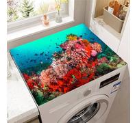 Hixingo Cubre Lavadora Parte Superior, Funda Secadora Carga Superior, Protector Decorativo Cubre Antideslizante para Lavadoras,Secadoras,Cocinas,Autocaravanas,Baños (Coral rojo,60x60cm)