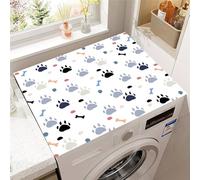 Hixingo Cubre Lavadora Parte Superior, Funda Secadora Carga Superior, Protector Decorativo Cubre Antideslizante para Lavadoras,Secadoras,Cocinas,Autocaravanas,Baños (Huellas de patas,50x50cm)