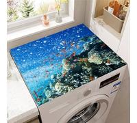 Hixingo Cubre Lavadora Parte Superior, Funda Secadora Carga Superior, Protector Decorativo Cubre Antideslizante para Lavadoras,Secadoras,Cocinas,Autocaravanas,Baños (Burbujas marinas,50x50cm)