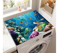 Hixingo Cubre Lavadora Parte Superior, Funda Secadora Carga Superior, Protector Decorativo Cubre Antideslizante para Lavadoras,Secadoras,Cocinas,Autocaravanas,Baños (Pez ornamental,40x60cm)