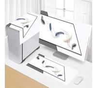Hixingo Custodia Protettiva Monitor PC Compatibile per PC Desktop Protezione per CPU, Set 3 Pezzi Monitor/Tastiera/Custodia per Computer Antipolvere (25”-27”,Piuma)