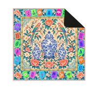 Hixingo Design Colorato Tappetino da Gioco per Mahjong (Stile 6,90x90cm) | Antiscivolo e Silenzioso, Protezione per Tavolo, Giochi da Tavolo per Carte, Chinoiserie Mahjong, Domino, Riunioni Famiglia