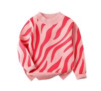 Hixingo Maglione Bambini Bambine, Maglioni Maniche Lunghe Stile Striscia Zebra Girocollo Ragazzi Ragazze 2-12 Anni Pullover Inverno Autunno Bambini Abbigliamento Caldo Casual (Rosa,130)
