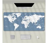 Hixingo Modello del Mondo Tappetino Mouse, Tappetino Mouse XXL/XL/L, Tappetino Mouse Gaming con Base in Antiscivolo e Bordi Cuciti, Mouse Pad per Ufficio e Casa (800x300x3mm,grigio blu)