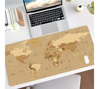 Hixingo Modello del Mondo Tappetino Mouse, Tappetino Mouse XXL/XL/L, Tappetino Mouse Gaming con Base in Antiscivolo e Bordi Cuciti, Mouse Pad per Ufficio e Casa (900x400x3mm,Cachi)