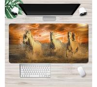 Hixingo Modello di Cavallo Tappetino Mouse, 3D Tappetino Mouse XXL/XL/L, Tappetino Mouse Gaming con Base in Antiscivolo e Bordi Cuciti, Mouse Pad per Ufficio e Casa (900x400x3mm,cavallo bianco)