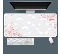 Hixingo Modello Sakura Tappetino Mouse, Tappetino Mouse XXL/XL/L, Tappetino Mouse Gaming con Base in Antiscivolo e Bordi Cuciti, Mouse Pad per Ufficio e Casa (600x300x3mm,sakura bianco)