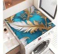 Hixingo Motivo Floreale Copri Lavatrice per Interno, Diatomite Tappetino Lavatrice, Sopra Universale Tappetino Antiscivolo, per Frigorifero, Cucina, Asciugatrici, Bagni (Piuma,40x50cm)