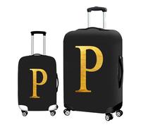 Hixingo Nero Coprivaligia Elastico Coperture per Valigie Lettera Dorato Coprivaligie Da Viaggio Copri Valigia Bagagli Copertura Protettiva Bagagli da Viaggio (P,L (26-28 Pollici))