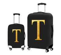 Hixingo Nero Coprivaligia Elastico Coperture per Valigie Lettera Dorato Coprivaligie Da Viaggio Copri Valigia Bagagli Copertura Protettiva Bagagli da Viaggio (T,L (26-28 Pollici))