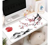 Hixingo Paesaggio Cinese Tappetino Mouse, Tappetino Mouse XXL/XL/L, Tappetino Mouse Gaming con Base in Antiscivolo e Bordi Cuciti, Mouse Pad per Ufficio,Casa (600 * 300 * 3mm,capo di prugna)