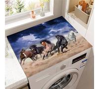 Hixingo Patrón de Caballo Cubre Lavadora Parte Superior, Funda Secadora Carga Superior, Protector Cubre Antideslizante para Lavadoras, Secadoras, Cocinas, Baños (Tormenta de arena,50x60cm)