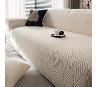Hixingo Peluche Jacquard Copridivano 1 2 3 4 Posti, Telo Copridivano Elasticizzato, Copri Divano Antiscivolo, Copridivani Tutto Compreso, Sofa Cover Stile Semplice (Beige,1 Posto)