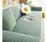 Hixingo Peluche Jacquard Copridivano 1 2 3 4 Posti, Telo Copridivano Elasticizzato, Copri Divano Antiscivolo, Copridivani 360° Tutto Compreso, Sofa Cover Resistente Graffi (Verde,3 Posti)