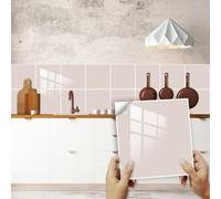 Hixingo Piastrelle Adesive Cucina Bagno 20 Pezzi Tinta Unita Mattonelle Adesive Cucina Piastrelle Bagno Adesivi PVC Pannelli Decorativi per Mobili e Pareti (Sabbia,15x15cm)