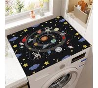 Hixingo Planète Fusée 3D Housse de Machine à Laver, Antidérapant Tapis de Protection Pour Plan de Travail Machine à Laver et Seche Linge Anti-Poussière Protection (modello G,50x50cm)