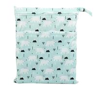 Hixingo Porta Pannolini Lavabili Riutilizzabile, 30x36cm Salviette da Borsa Organizzatore Impermeabile Wetbag Pannolini con Zip per Viaggio, Passeggino, Spiaggia, Piscina (Orso triangolare,1 Pack)