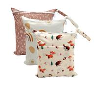 Hixingo Porta Pannolini Lavabili Riutilizzabile, 30x36cm Salviette da Borsa Organizzatore Wetbag Impermeabile Borsa Pannolini con Zip per Viaggio, Passeggino, Spiaggia, Piscina (Stile 6,3 Packs)