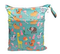 Hixingo Porta Pannolini Lavabili Riutilizzabile, 30x36cm Salviette da Borsa Organizzatore Wetbag Impermeabile Borsa Pannolini con Zip per Viaggio, Passeggino, Spiaggia (Zoo verde,1 Pack)