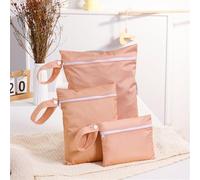 Hixingo Porta Pannolini Lavabili Riutilizzabile, Serie Elegante 3pc Salviette da Borsa Organizzatore Wetbag Impermeabile Borsa Pannolini con Zip per Viaggio, Passeggino, Spiaggia (Rosa1,3PC)