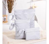 Hixingo Porta Pannolini Lavabili Riutilizzabile, Serie Elegante 3pc Salviette da Borsa Organizzatore Wetbag Impermeabile Borsa Pannolini con Zip per Viaggio, Passeggino, Spiaggia (Grigio,3PC)