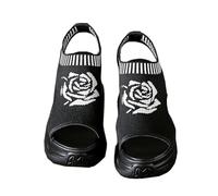 Hixingo Sandali Donna Estive con Zeppa, Leggere Scarpe Aperte con Plateau Donna Comode Sandali Ortopedici Antiscivolo Zeppa Alta per Trekking da Spiaggia 34-42 (36,Nero)