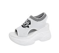 Hixingo Sandali Donna Estive con Zeppa, Leggere Scarpe Aperte con Plateau Donna Comode Sandali Ortopedici Antiscivolo Zeppa Alta per Trekking da Spiaggia 34-42 (40,Bianco)